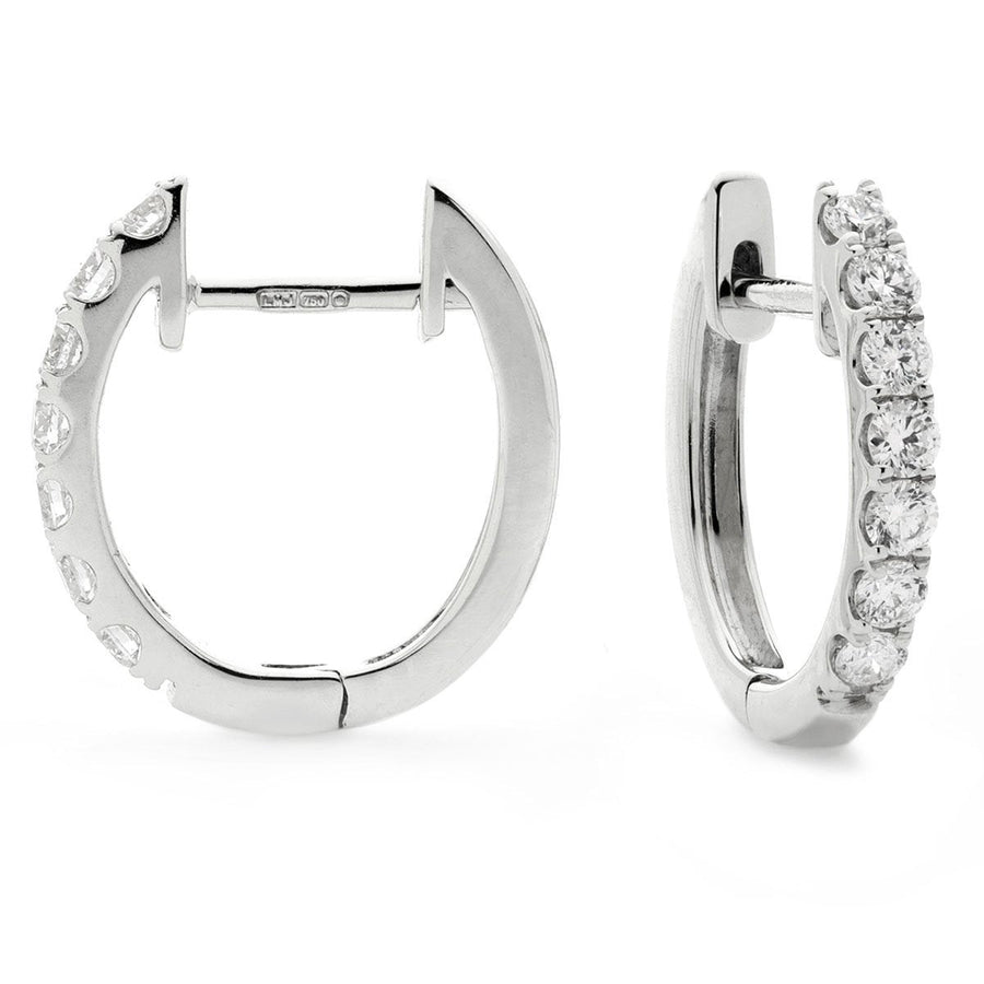 Diamond Hoop Earrings 0.30ct F VS Quality in 18k White Gold - David Ashley