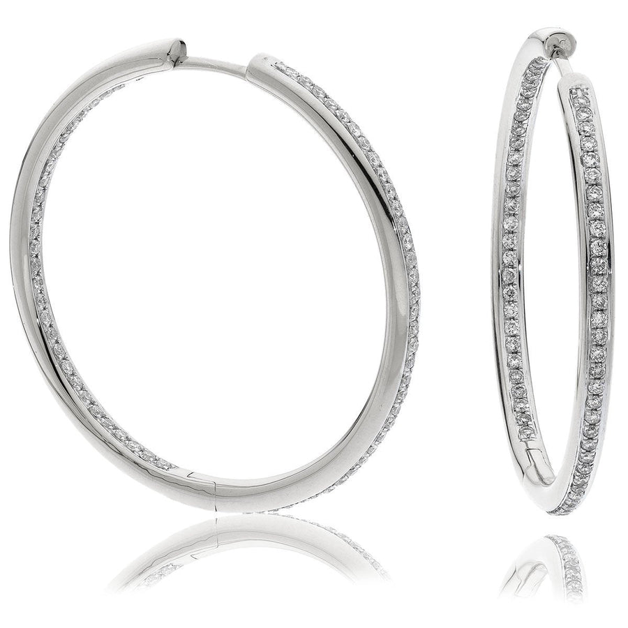 Diamond Hoop Earrings 0.35ct F VS Quality in 18k White Gold - David Ashley