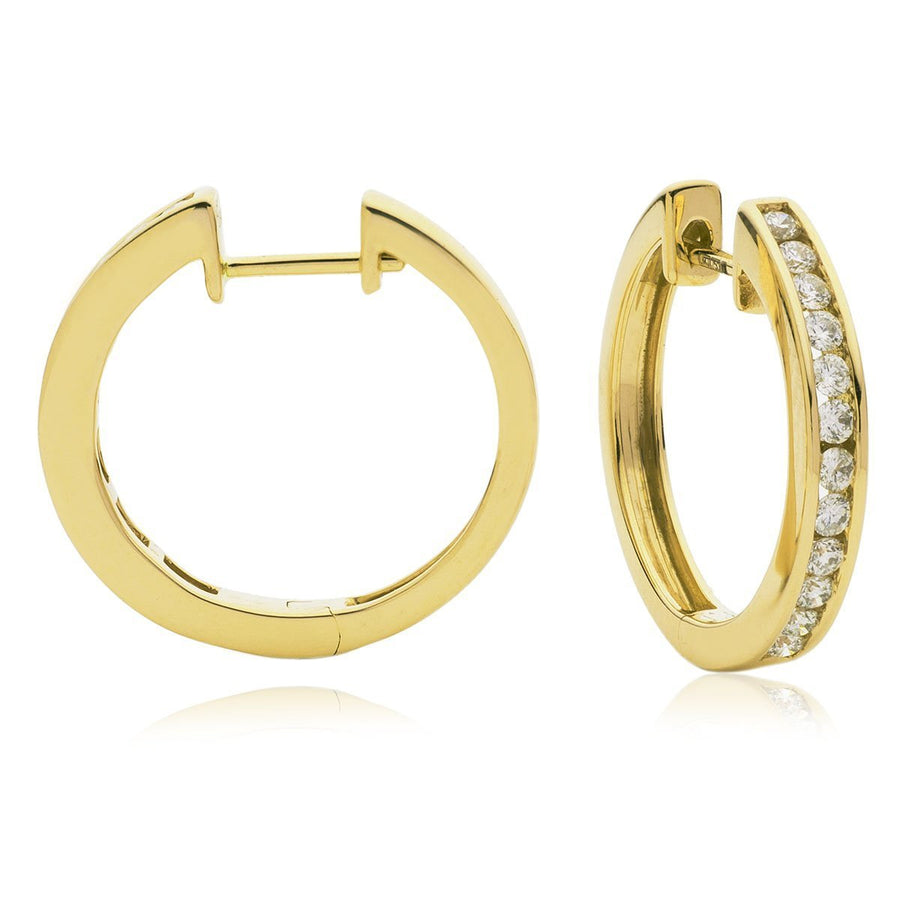 Diamond Hoop Earrings 0.35ct F VS Quality in 18k Yellow Gold - David Ashley