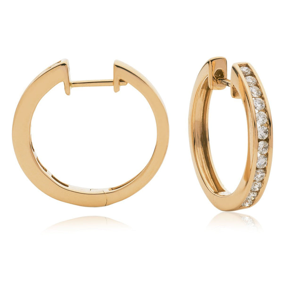 Diamond Hoop Earrings 0.40ct F VS Quality in 18k Rose Gold - David Ashley