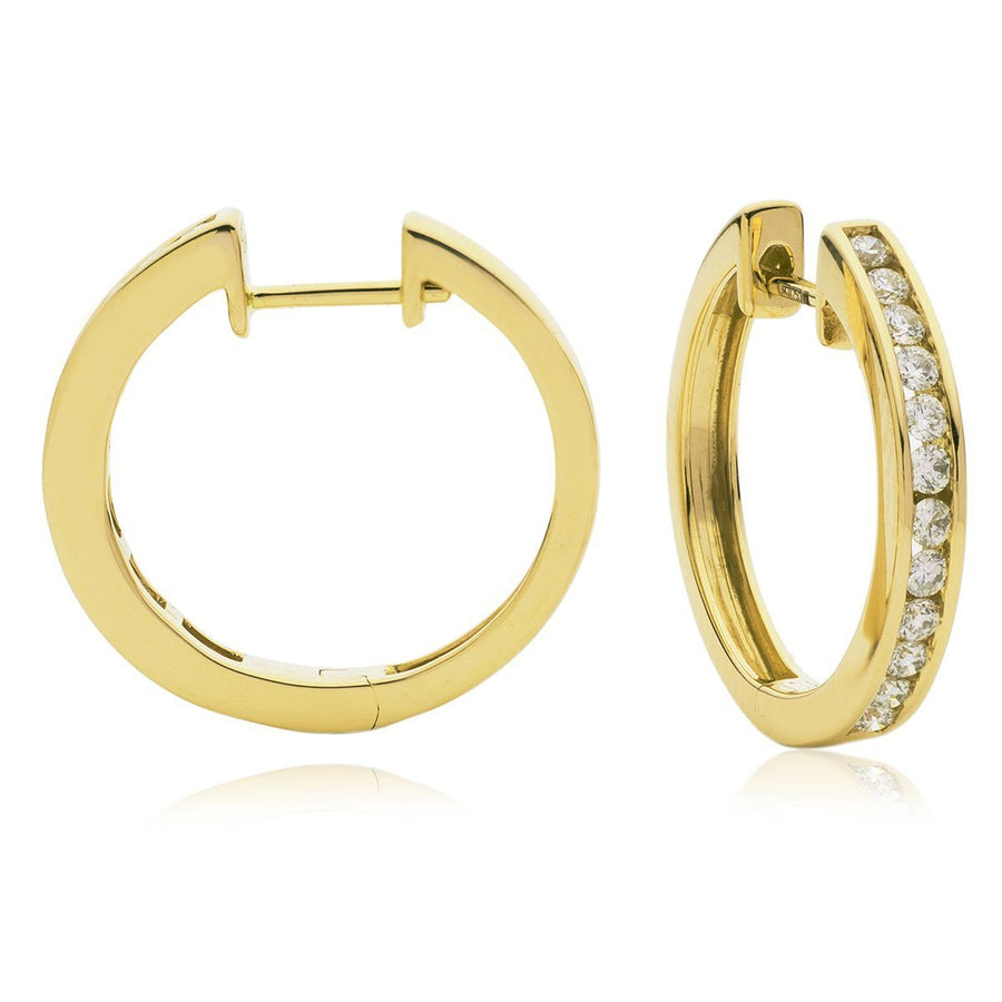 Diamond Hoop Earrings 0.40ct F VS Quality in 18k Yellow Gold - David Ashley