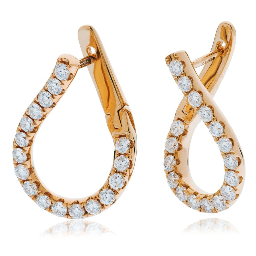 Diamond Hoop Earrings 0.50ct F VS Quality in 18k Rose Gold - David Ashley