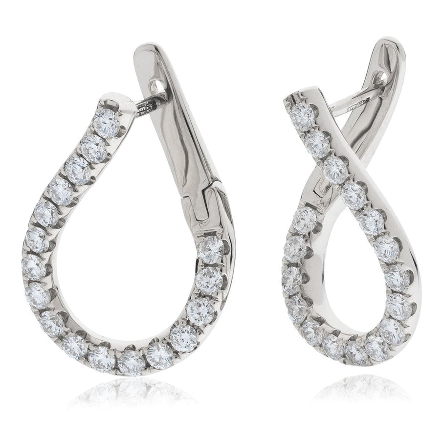 Diamond Hoop Earrings 0.50ct F VS Quality in 18k White Gold - David Ashley