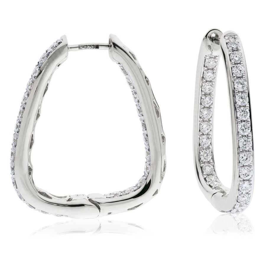 Diamond Hoop Earrings 0.50ct F VS Quality in 18k White Gold - David Ashley