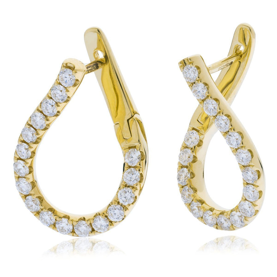 Diamond Hoop Earrings 0.50ct F VS Quality in 18k Yellow Gold - David Ashley