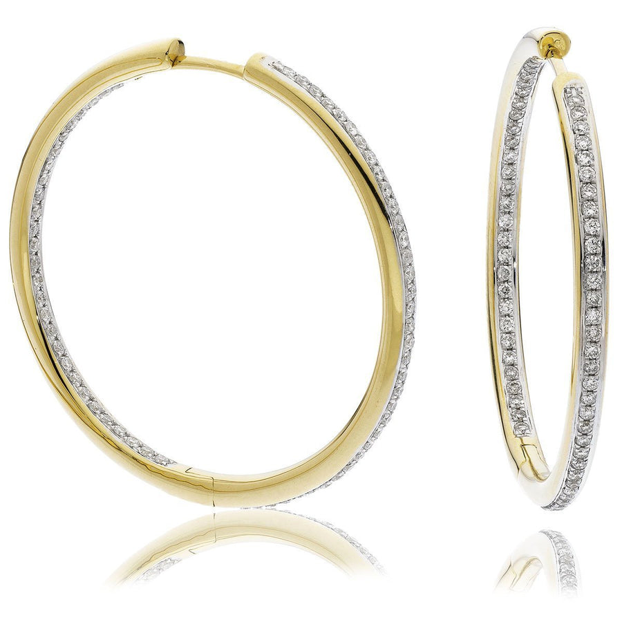 Diamond Hoop Earrings 0.50ct F VS Quality in 18k Yellow Gold - David Ashley