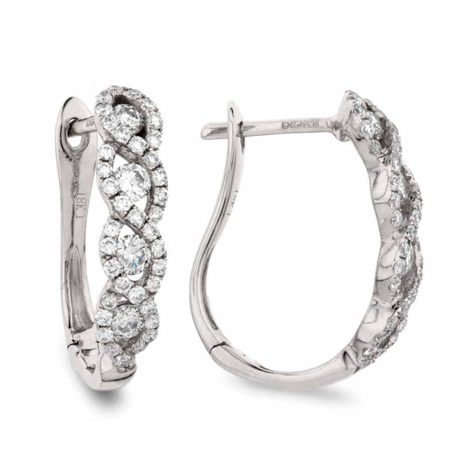 Diamond Hoop Earrings 0.55ct F VS Quality in 18k White Gold - David Ashley