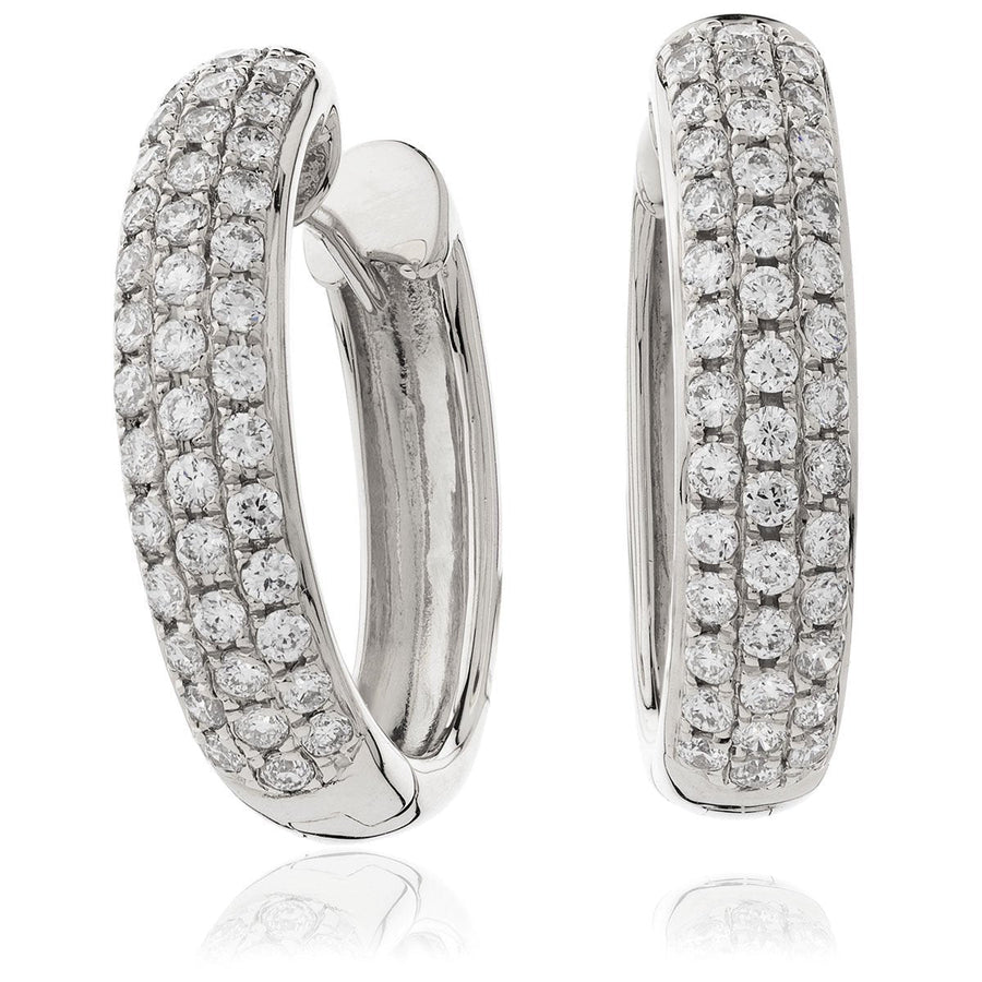 Diamond Hoop Earrings 0.70ct F VS Quality in 18k White Gold - David Ashley