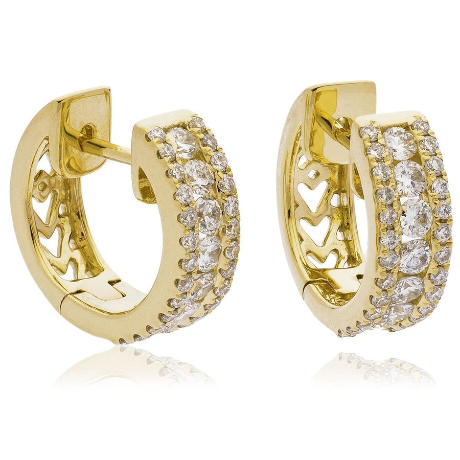 Diamond Hoop Earrings 0.70ct F VS Quality in 18k Yellow Gold - David Ashley