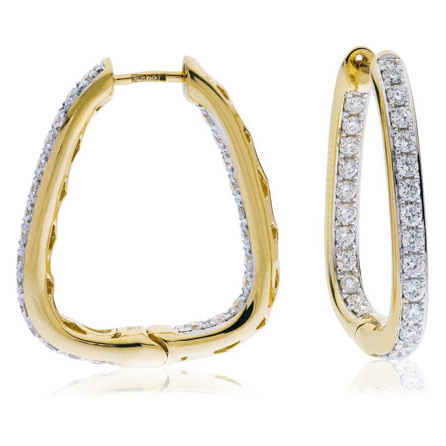 Diamond Hoop Earrings 0.75ct F VS Quality in 18k Yellow Gold - David Ashley