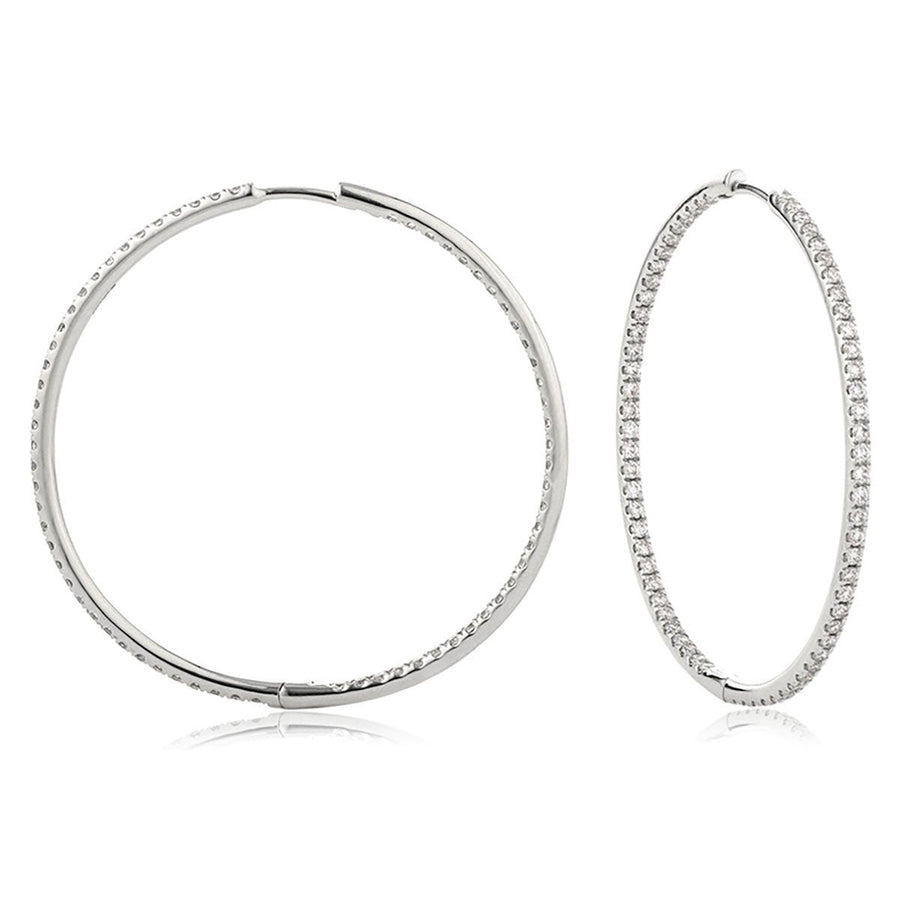 Diamond Hoop Earrings 1.10ct F VS Quality in 18k White Gold - David Ashley