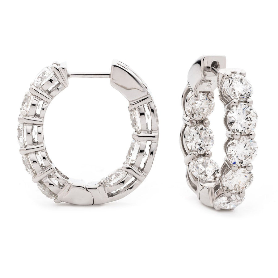 Diamond Hoop Earrings 1.65ct F VS Quality in 18k White Gold - David Ashley