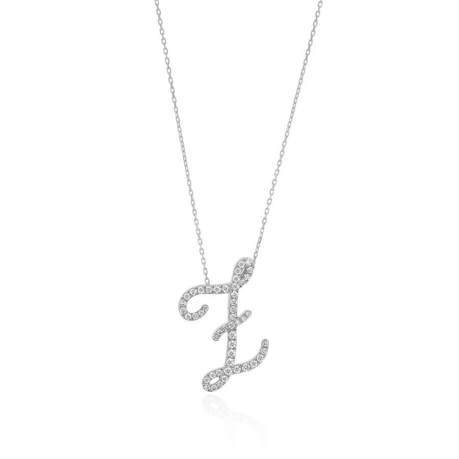 Diamond Initial Z Necklace 0.40ct G SI Quality in 9k White Gold - David Ashley