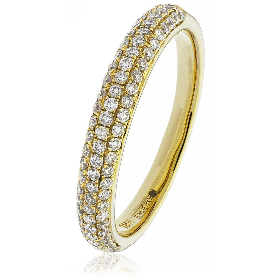 Diamond Pave Eternity Ring 2.6mm 0.40ct F-VS Quality 18k Yellow Gold - David Ashley