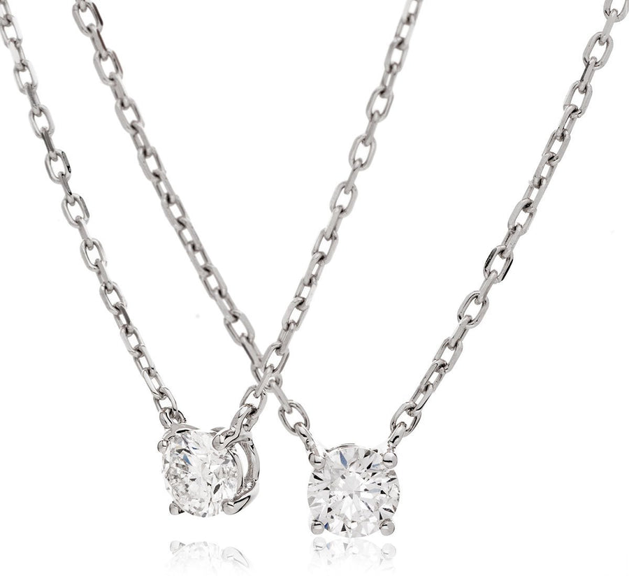 Diamond Solitaire Necklace 0.25ct F VS Quality in 18k White Gold - David Ashley