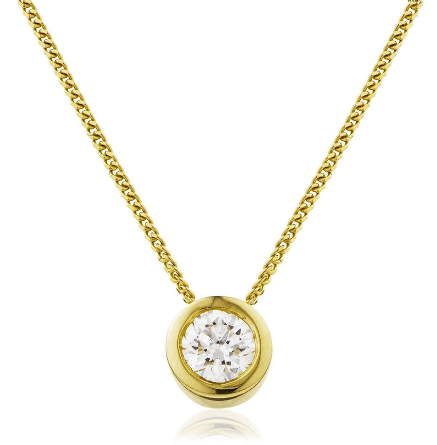 Diamond Solitaire Necklace 0.25ct F VS Quality in 18k Yellow Gold - David Ashley