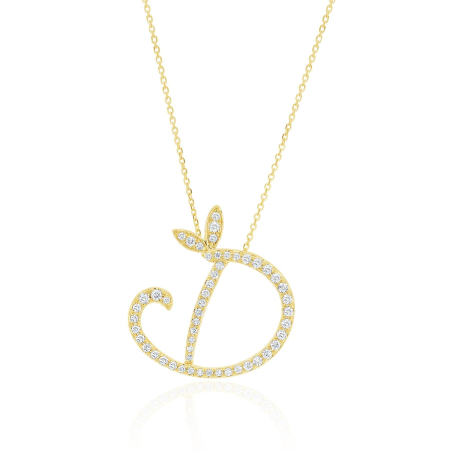 Initial D Diamond Necklace 0.35ct G SI Quality in 9k Yellow Gold - David Ashley