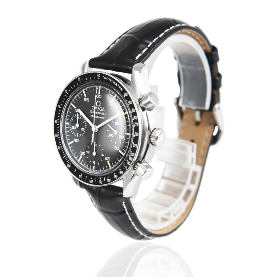 Omega Speedmaster Reduced Black Dial Leather Ref: 175.0032 - David Ashley