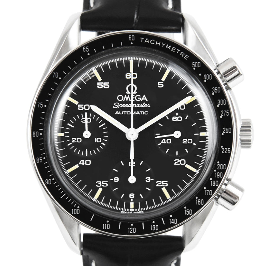 Omega Speedmaster Reduced Black Dial Leather Ref: 175.0032 - David Ashley