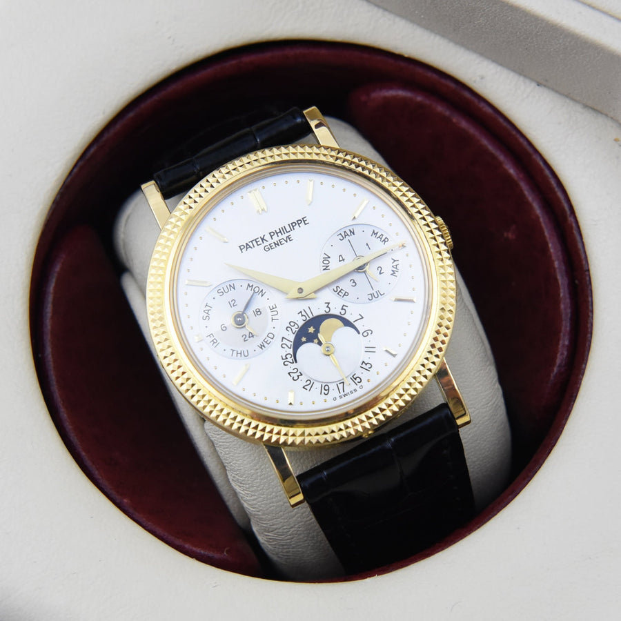 Patek Philippe Perpetual Calendar Moonphase Silver Dial Leather Ref: 039J-014 - David Ashley