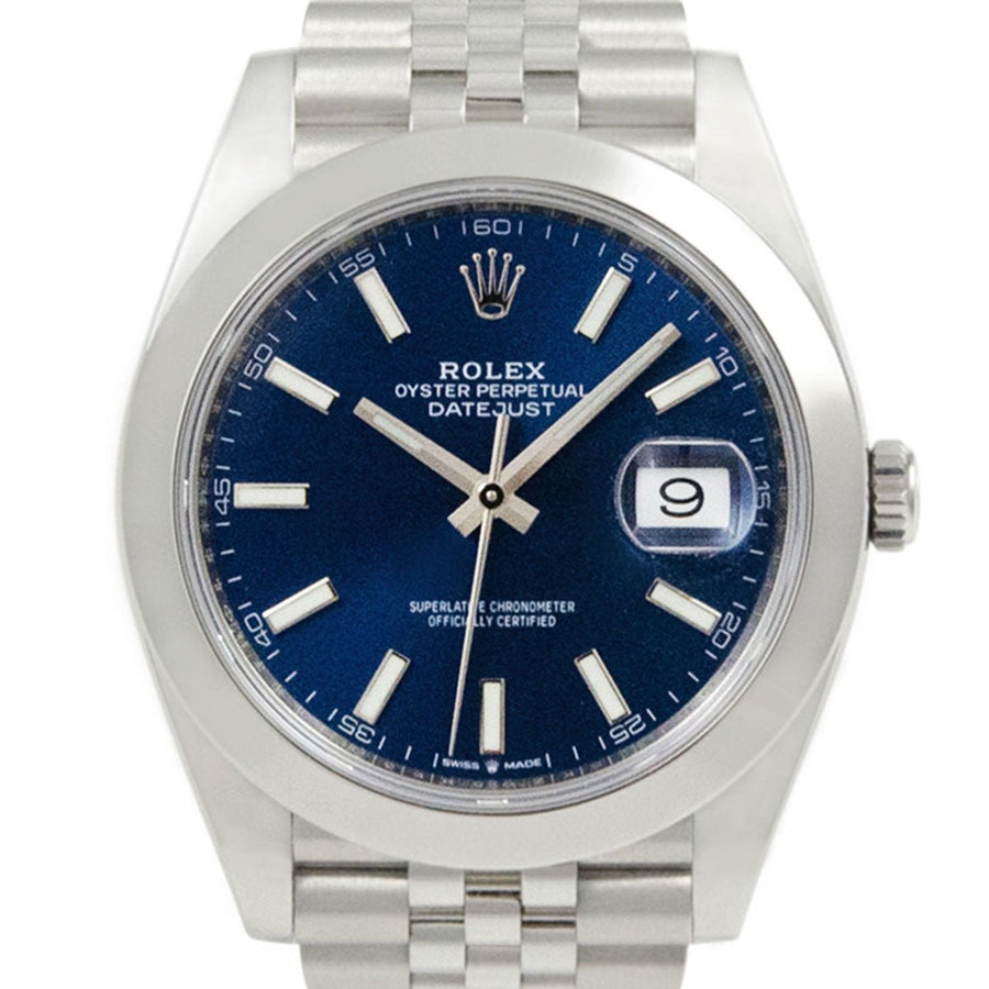 Pre-Owned Rolex DateJust Blue Baton Dial Stainless Steel Ref: 126300 - My Jewel World