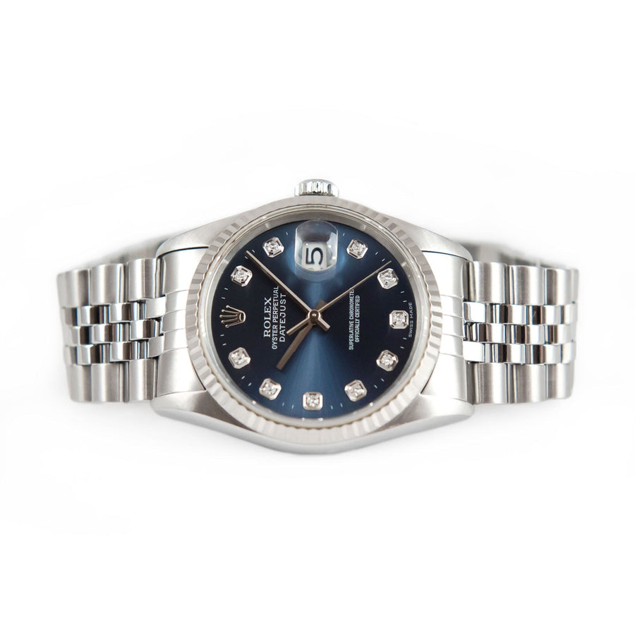 Pre-Owned Rolex DateJust Blue Diamond Dial Stainless Steel Ref: 16234 - My Jewel World