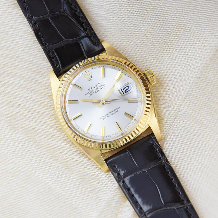 Rolex DateJust Silver Dial Leather Ref: 1600 - David Ashley