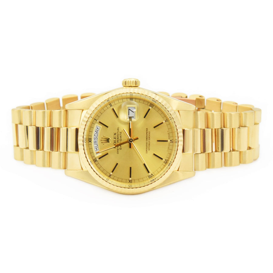 Rolex Day-Date Champagne Dial 18K Yellow Gold Ref: 18038 - David Ashley