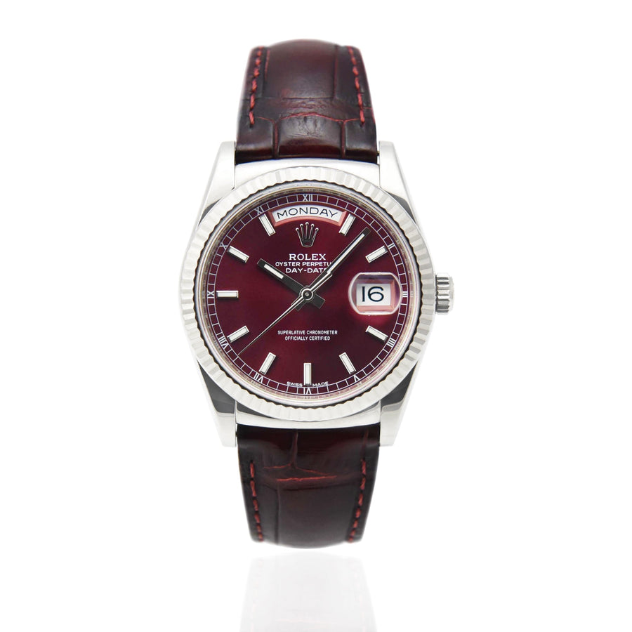 Rolex Day-Date Cherry Dial Leather Ref: 118139 - David Ashley