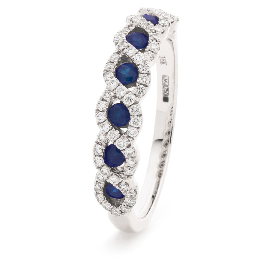 Sapphire & Diamond Eternity Ring 0.55ct F-VS Quality in 18k White Gold - David Ashley