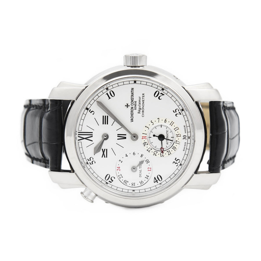 Vacheron Constatin Malte Dual Time Regulator Silver Dial Leather Ref: 42005 - David Ashley